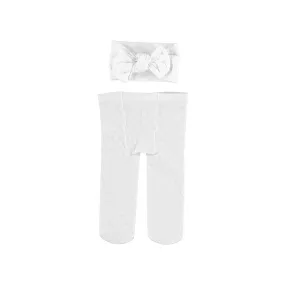 White Infant Polka Dot Tights & Headband Set - Select Size