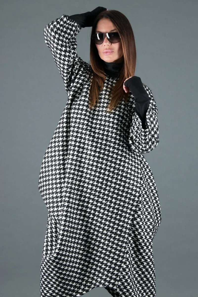 Winter Wool Houndstooth Dress TRACY