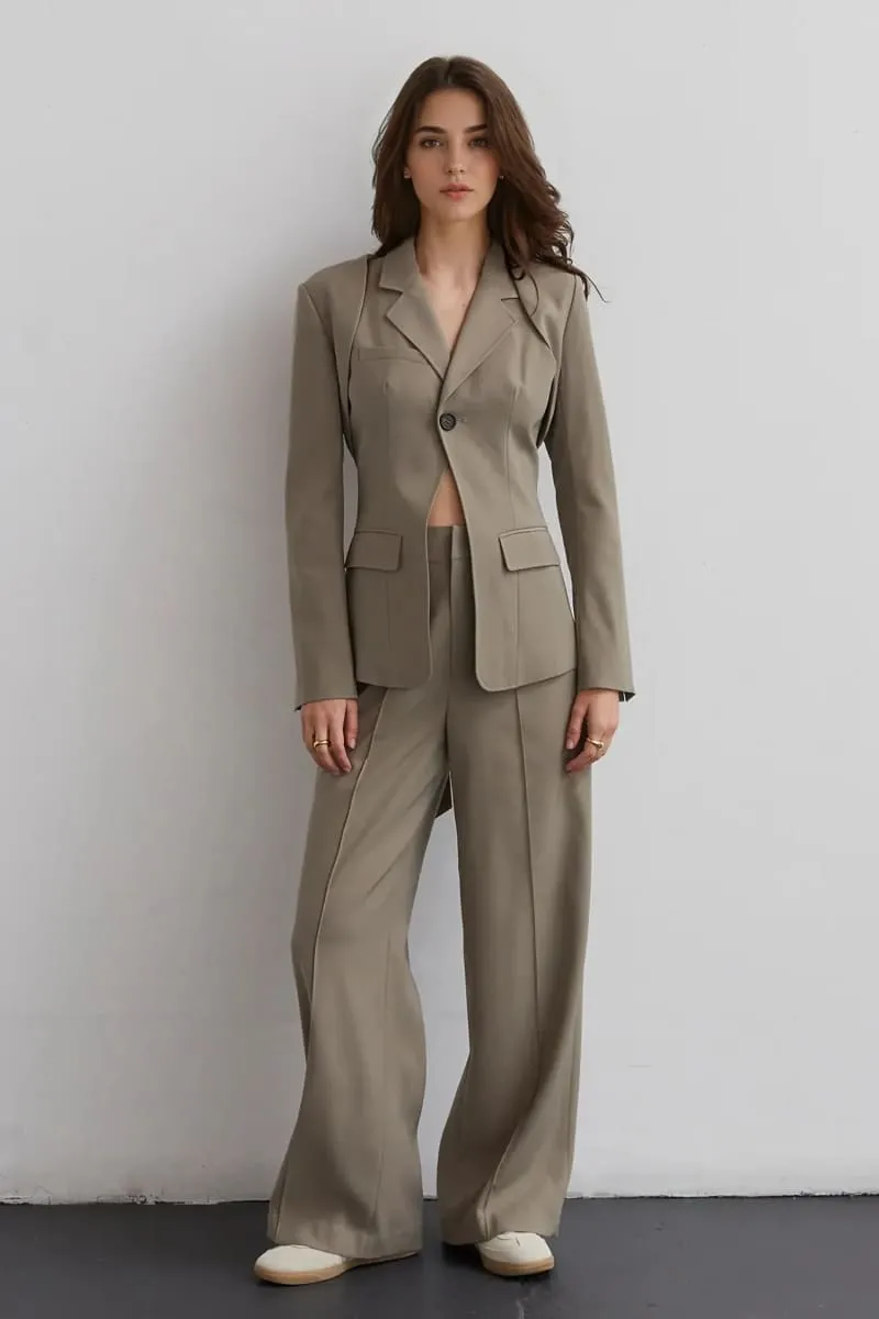 Women's 3 Piece Beige Pants Suit