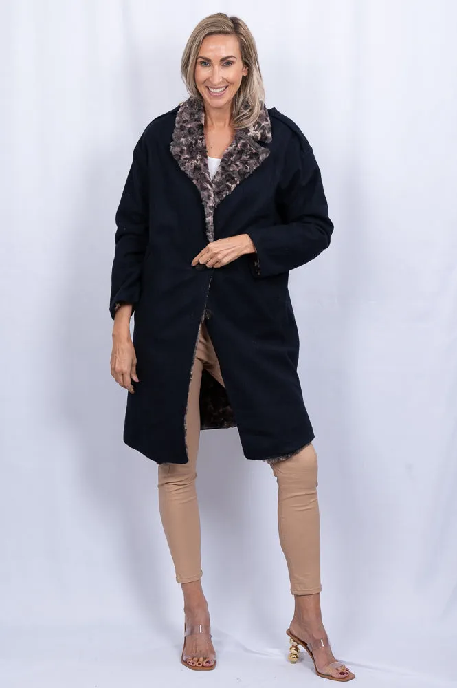 Wool coat with faux fur lining | JOAN COAT