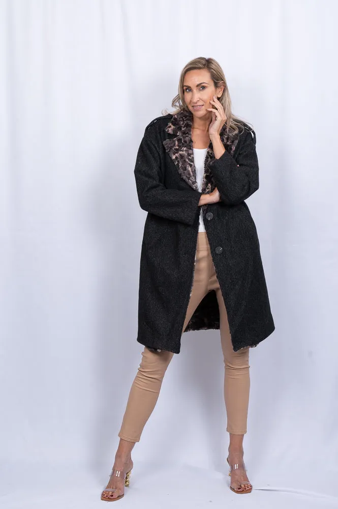 Wool coat with faux fur lining | JOAN COAT