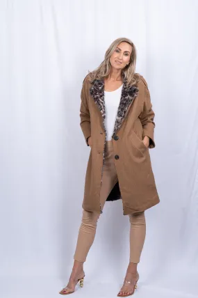 Wool coat with faux fur lining | JOAN COAT