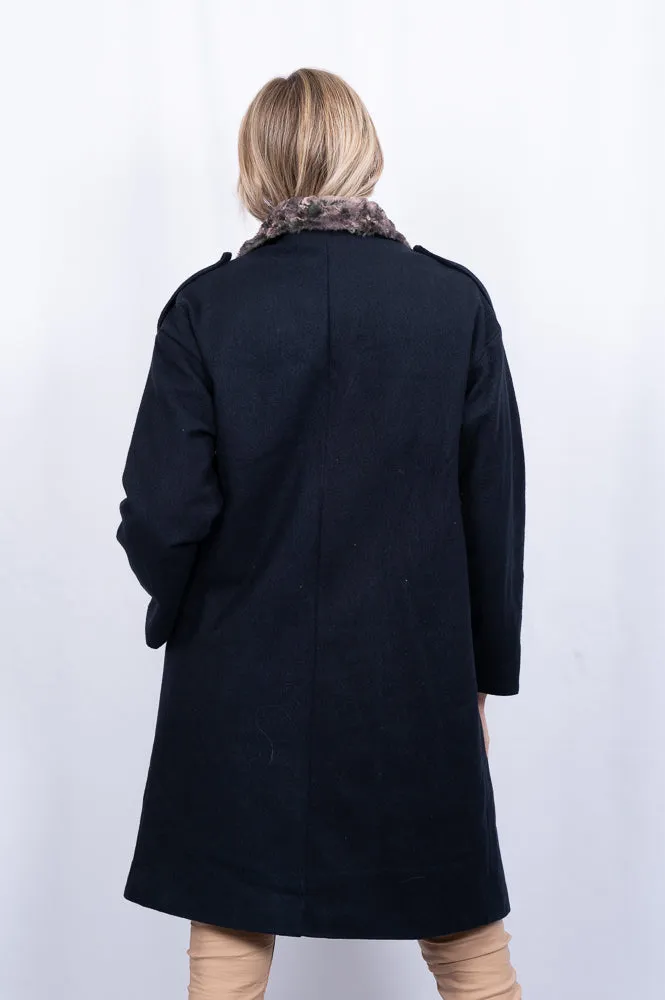 Wool coat with faux fur lining | JOAN COAT