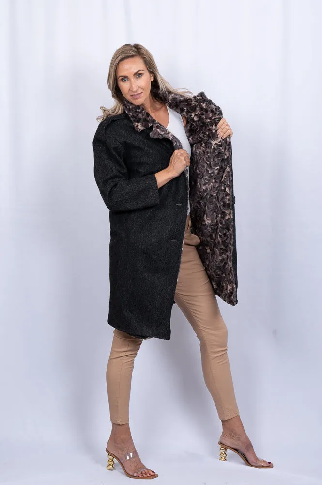 Wool coat with faux fur lining | JOAN COAT