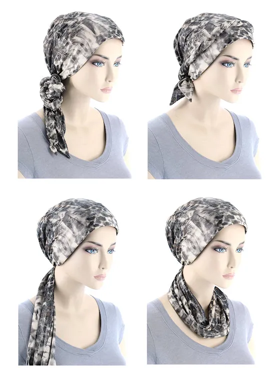 WPS-874#Head Wrap Scarf Black Ribbed