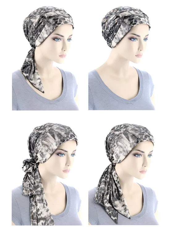 WPS-874#Head Wrap Scarf Black Ribbed