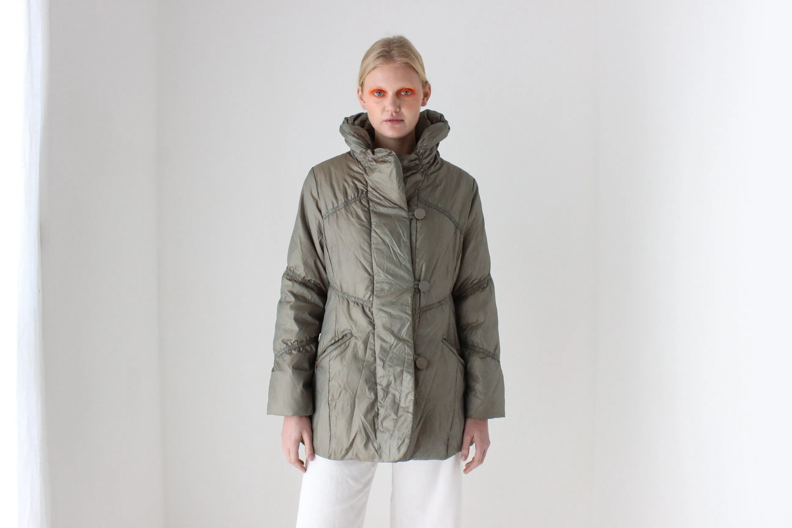 Y2K Goose Down Iridescent Puffer Coat