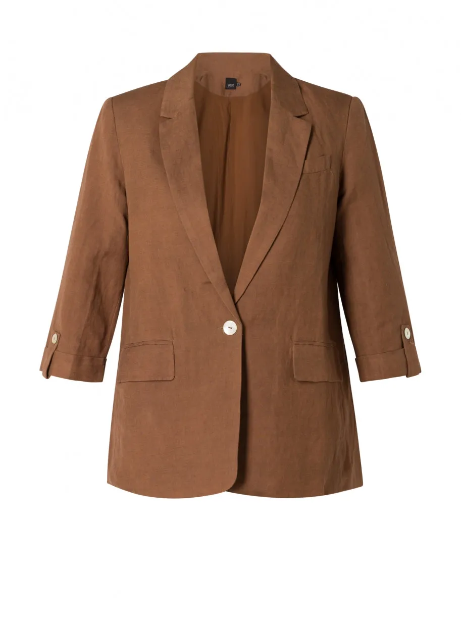 Yest Gitte Blazer | Faded Jade   Dark Brown