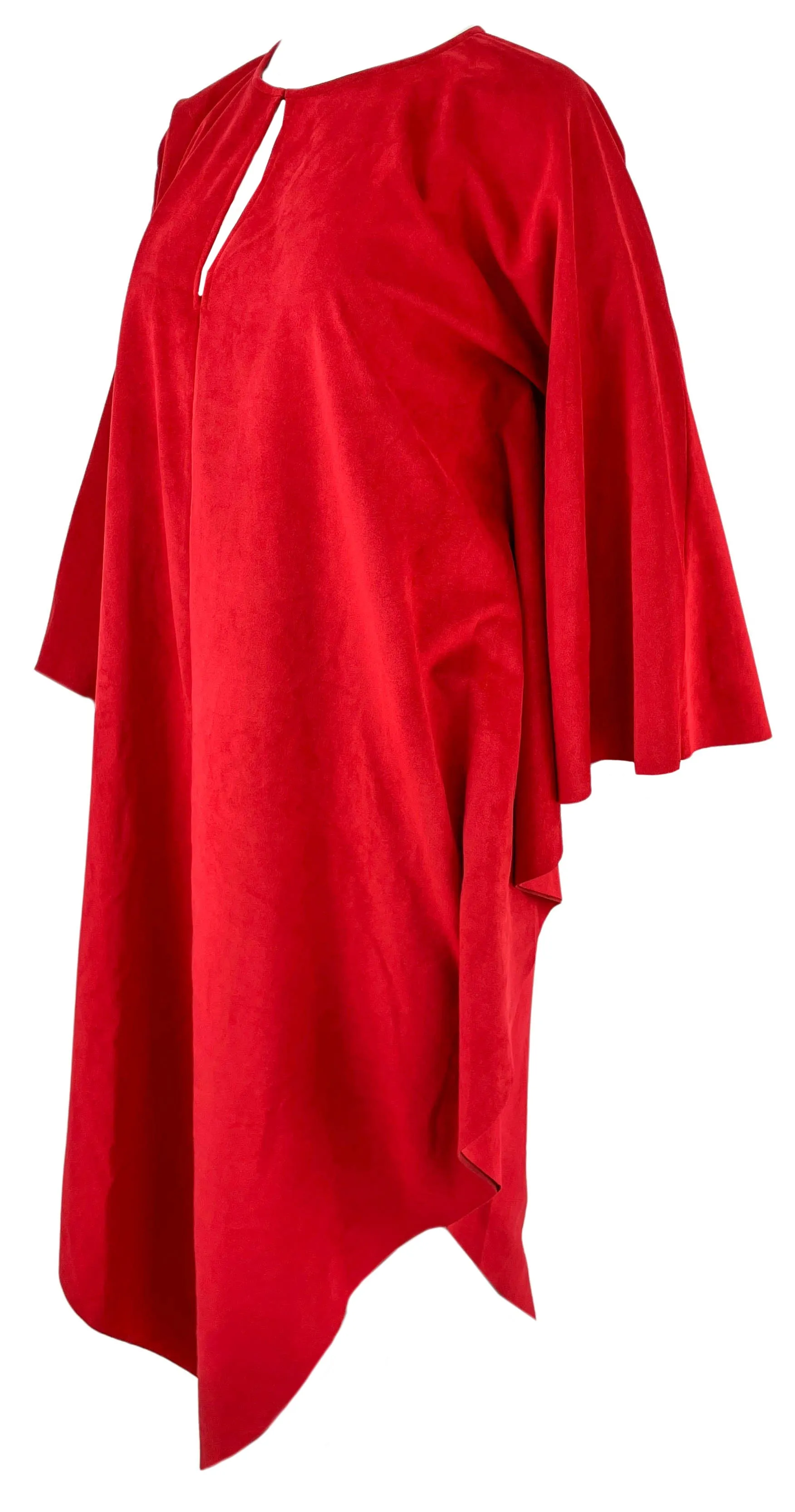 Zero   Maria Cornejo Triangle Caftan in Red Ultrasuede