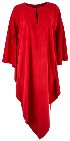 Zero   Maria Cornejo Triangle Caftan in Red Ultrasuede